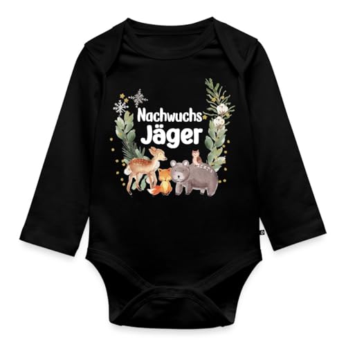 Spreadshirt Nachwuchs Jäger Nachwuchsjäger Baby Bio-Langarm-Body, 62 (2-3 M.), Schwarz von Spreadshirt