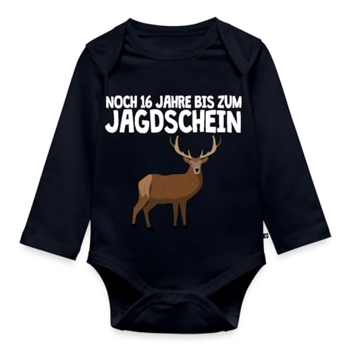 Spreadshirt Nachwuchs Jagdschein Hirsch Jagd Baby Bio-Langarm-Body, 68 (3-6 M.), Navy von Spreadshirt