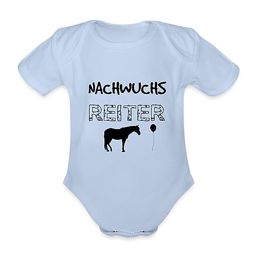 Spreadshirt Nachwuchs Reiter Pferd Luftballon Geschenkidee Baby Bio-Kurzarm-Body, 62 (2-3 M.), Sky von Spreadshirt