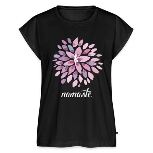 Spreadshirt Namaste Yoga Lotus Om Meditation Frauen Casual T-Shirt, L, Schwarz von Spreadshirt
