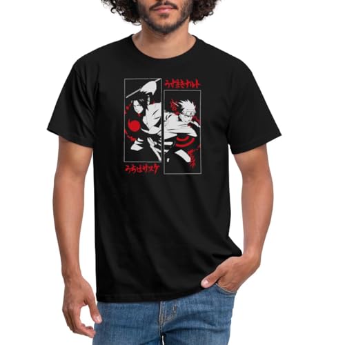 Spreadshirt Naruto Shippuden Cooles Design Mit Sasuke & Naruto Männer T-Shirt, S, Schwarz von Spreadshirt
