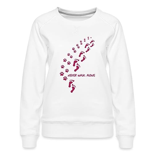 Spreadshirt Never Walk Alone Hund Mensch Frauen Premium Pullover, M, weiß von Spreadshirt