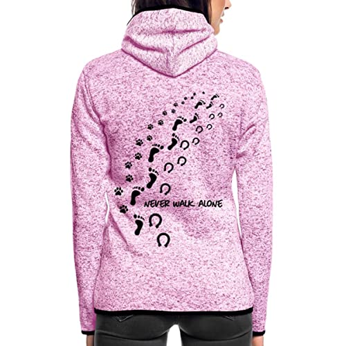 Spreadshirt Never Walk Alone Hund Mensch Hufabdrücke Frauen Kapuzen-Fleecejacke, M, Lila meliert von Spreadshirt