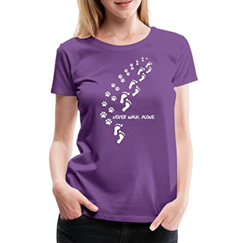 Spreadshirt Never Walk Alone Hund Mensch Frauen Premium T-Shirt, XL, Lila von Spreadshirt