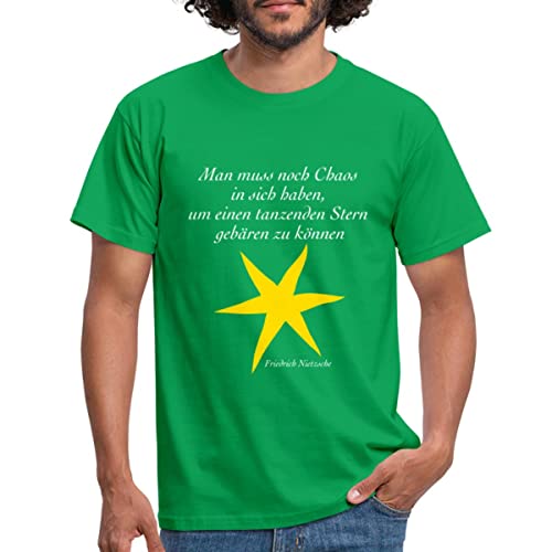 Spreadshirt Nietzsche Zitat Tanzender Stern Männer T-Shirt, XL, Kelly Green von Spreadshirt