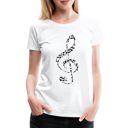 Spreadshirt Notenschlüssel Musik Noten Violinschlüssel Frauen Premium T-Shirt, M, weiß von Spreadshirt