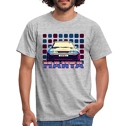 Spreadshirt Opel Manta Frontsicht Cooles 80er Design Männer T-Shirt, M, Grau meliert von Spreadshirt