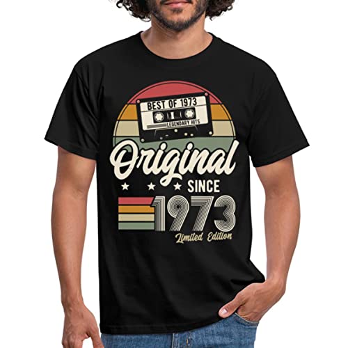 Spreadshirt Original Seit 1973 50. Geburtstag Geschenk Musik Kassette Mixtape Männer T-Shirt, S, Schwarz von Spreadshirt