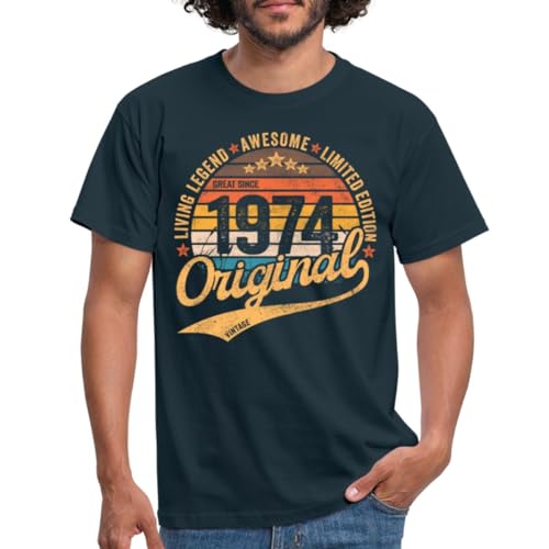 Spreadshirt Original Seit 1974 50. Geburtstag Geschenk Geschenkidee Männer T-Shirt, L, Navy von Spreadshirt