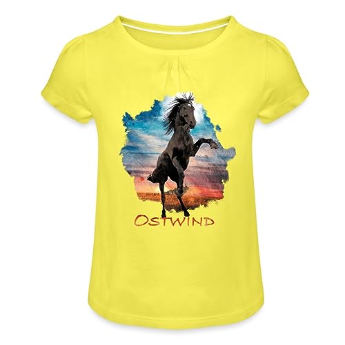 Spreadshirt Ostwind Der Große Orkan Ostwind Porträt Mädchen T-Shirt mit Raffungen, 6 Jahre, Gelb von Spreadshirt
