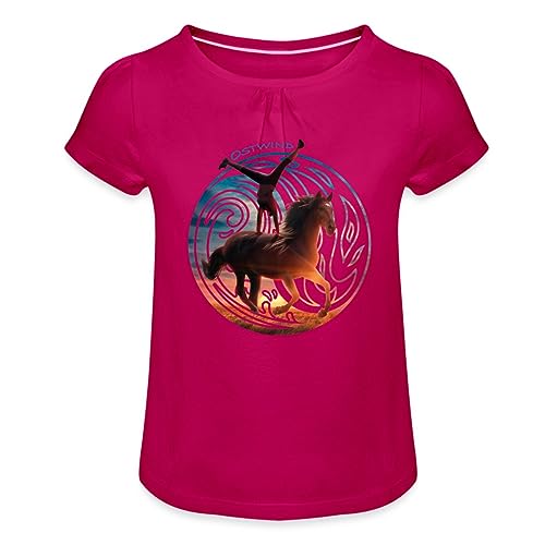 Spreadshirt Ostwind Der Große Orkan Yin & Yang Symbol Mädchen T-Shirt mit Raffungen, 10 Jahre, Fuchsia von Spreadshirt