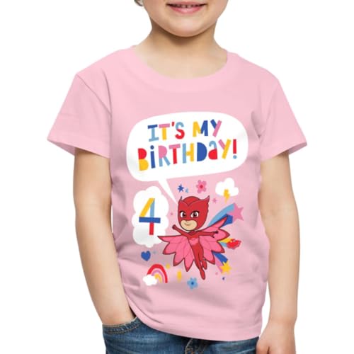 Spreadshirt PJ Masks Eulette Geburtstags Design 4. Geburtstag Kinder Premium T-Shirt, 110/116 (4 Jahre), Hellrosa von Spreadshirt