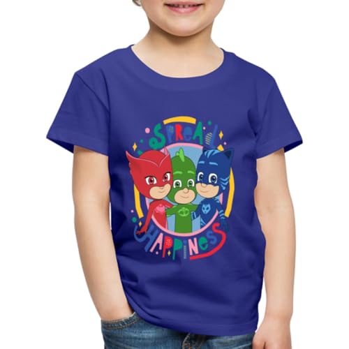 Spreadshirt PJ Masks Gruppenbild Eulette Gekko Catboy Kinder Premium T-Shirt, 110/116 (4 Jahre), Königsblau von Spreadshirt