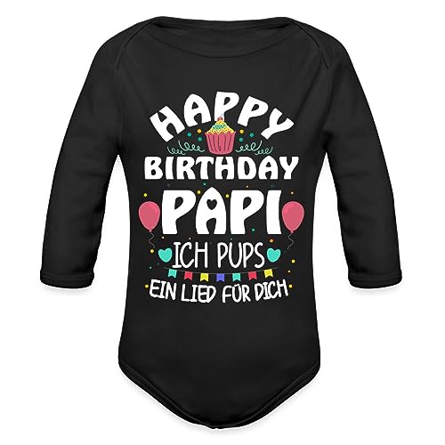 Spreadshirt Papa Ich Pups EIN Lied Baby Bio-Langarm-Body, 62 (2-3 M.), Schwarz von Spreadshirt