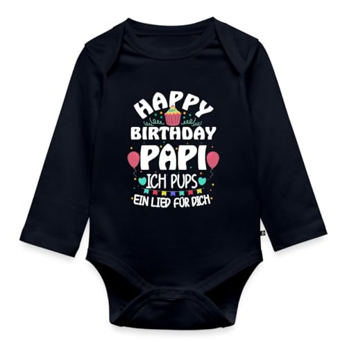 Spreadshirt Geburtstag Papa Ich Pups Ein Lied Für Dich Baby Body Langarm, 74 (6-9 M.), Navy von Spreadshirt