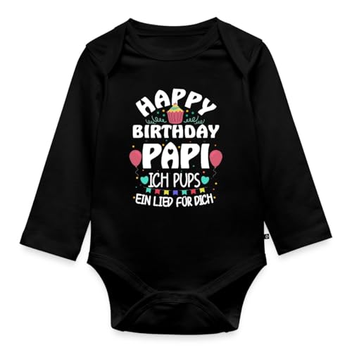 Spreadshirt Geburtstag Papa Ich Pups Ein Lied Für Dich Baby Body Langarm, 80 (9-12 M.), Schwarz von Spreadshirt