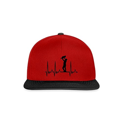 Spreadshirt Papa Vater Herzschlag EKG Sohn Tochter Snapback Cap, One Size, Rot/Schwarz von Spreadshirt