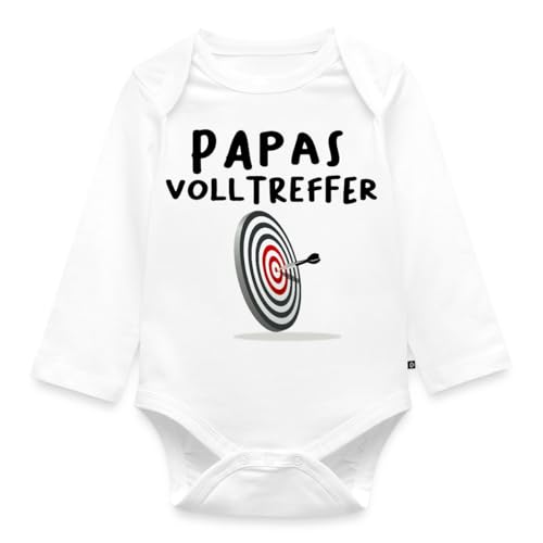 Spreadshirt Papas Volltreffer Witziger Spruch Dart Baby Baby Bio-Langarm-Body, 74 (6-9 M.), Weiß von Spreadshirt