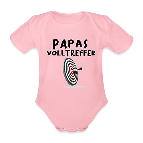 Spreadshirt Papas Volltreffer Witziger Spruch Dart Baby Bio-Kurzarm-Body, 56 (0-1 M.), Hellrosa von Spreadshirt