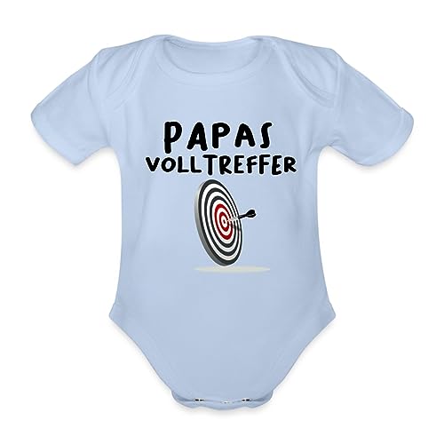 Spreadshirt Papas Volltreffer Witziger Spruch Dart Baby Bio-Kurzarm-Body, 62 (2-3 M.), Sky von Spreadshirt