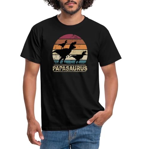 Spreadshirt Papasaurus Papa T-Rex Geschenk Vatertag Vatertagsgeschenk Männer T-Shirt, L, Schwarz von Spreadshirt