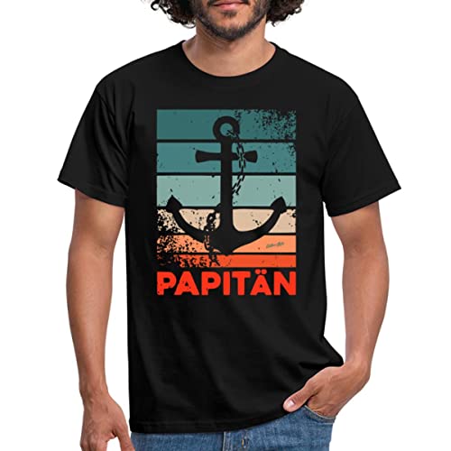 Spreadshirt Papitän Papa Kapitän Vatertagsgeschenk Vatertag Männer T-Shirt, XXL, Schwarz von Spreadshirt