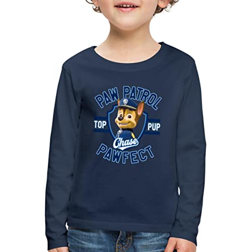 Spreadshirt Paw Patrol Chase Pawfect Kinder Premium Langarmshirt, 110/116 (4 Jahre), Navy von Spreadshirt