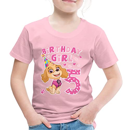 Spreadshirt Paw Patrol Skye 5. Geburtstag Kinder Premium T-Shirt, 110/116 (4 Jahre), Hellrosa von Spreadshirt