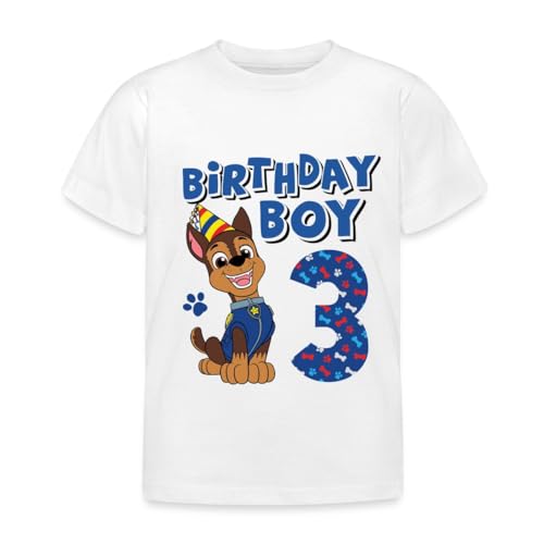 Spreadshirt Paw Patrol 3 Jahre Alt Geschenk 3. Geburtstag Chase Kinder T-Shirt, 98/104 (3-4 Jahre), weiß von Spreadshirt