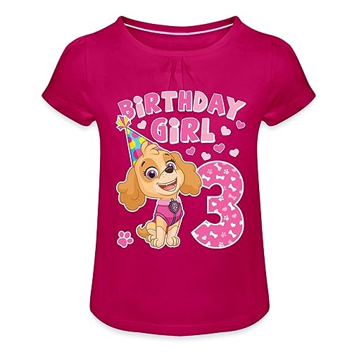 Spreadshirt Paw Patrol 3 Jahre Alt Geschenk 3. Geburtstag Skye Mädchen T-Shirt mit Raffungen, 4 Jahre, Fuchsia von Spreadshirt