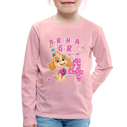 Spreadshirt Paw Patrol Geschenk 4 Jahre Alt 4. Geburtstag Skye Kinder Premium Langarmshirt, 98/104 (2 Jahre), Hellrosa von Spreadshirt