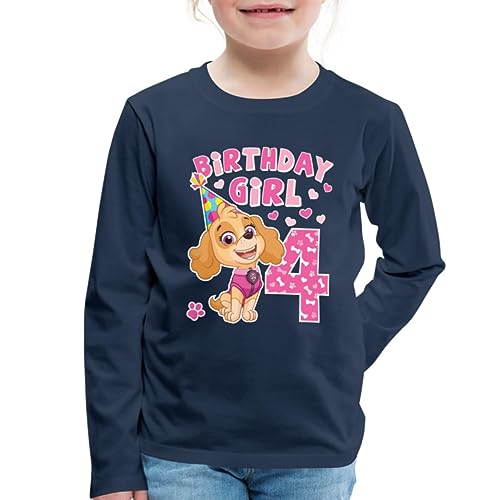 Spreadshirt Paw Patrol Geschenk 4 Jahre Alt 4. Geburtstag Skye Kinder Premium Langarmshirt, 110/116 (4 Jahre), Navy von Spreadshirt