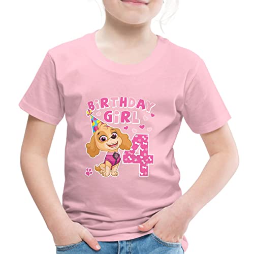 Spreadshirt Paw Patrol Geschenk 4 Jahre Alt 4. Geburtstag Skye Kinder Premium T-Shirt, 134/140 (8 Jahre), Hellrosa von Spreadshirt