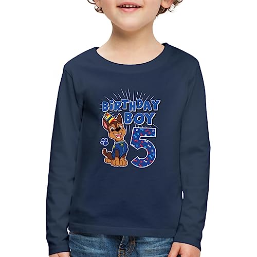 Spreadshirt Paw Patrol Geschenk 5 Jahre Alt 5. Geburtstag Chase Kinder Premium Langarmshirt, 110/116 (4 Jahre), Navy von Spreadshirt