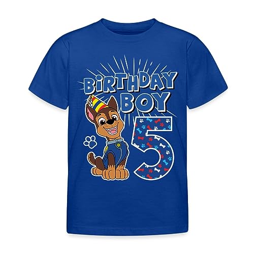 Spreadshirt Paw Patrol Geschenk 5 Jahre Alt 5. Geburtstag Chase Kinder T-Shirt, 122/128 (7-8 Jahre), Royalblau von Spreadshirt