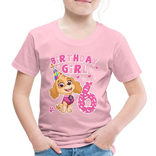 Spreadshirt Paw Patrol Geschenk 6 Jahre Alt 6. Geburtstag Skye Kinder Premium T-Shirt, 122/128 (6 Jahre), Hellrosa von Spreadshirt