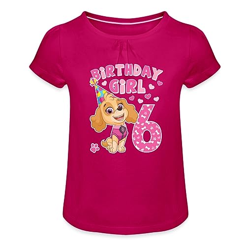 Spreadshirt Paw Patrol Geschenk 6 Jahre Alt 6. Geburtstag Skye Mädchen T-Shirt mit Raffungen, 8 Jahre, Fuchsia von Spreadshirt