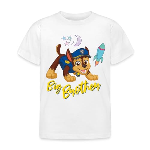 Spreadshirt Paw Patrol Großer Bruder Chase Geschenk Kinder T-Shirt, 110/116 (5-6 Jahre), weiß von Spreadshirt