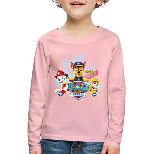 Spreadshirt Paw Patrol Logo Kinder Premium Langarmshirt, 122/128 (6 Jahre), Hellrosa von Spreadshirt