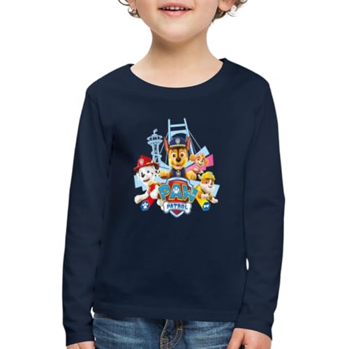 Spreadshirt Paw Patrol Logo Kinder Premium Langarmshirt, 110/116 (4 Jahre), Navy von Spreadshirt