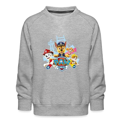 Spreadshirt Paw Patrol Logo Kinder Premium Pullover, 134/146 (9-11 Jahre), Grau meliert von Spreadshirt