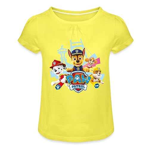 Spreadshirt Paw Patrol Logo Mädchen T-Shirt mit Raffungen, 4 Jahre, Gelb von Spreadshirt