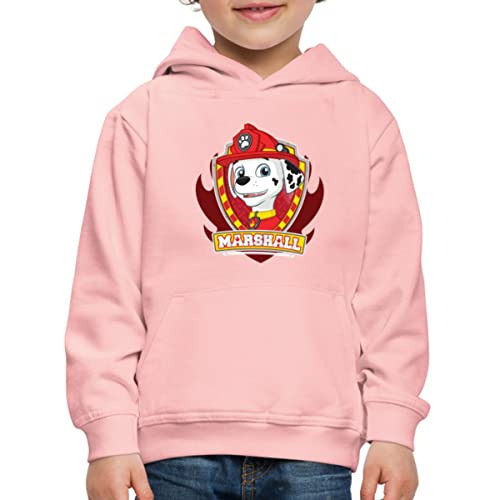 Spreadshirt Paw Patrol Marshall Feuerwehrhund Feuerwehr Emblem Kinder Premium Hoodie, 134/146 (9-11 Jahre), Kristallrosa von Spreadshirt