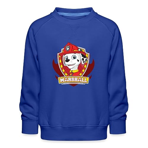 Spreadshirt Paw Patrol Marshall Feuerwehrhund Feuerwehr Emblem Kinder Premium Pullover, 152/164 (12-14 Jahre), Royalblau von Spreadshirt