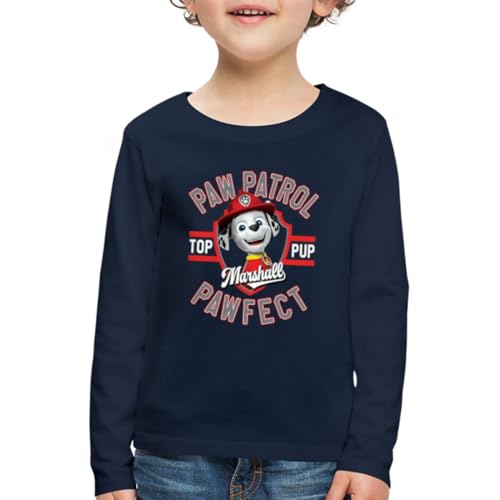 Spreadshirt Paw Patrol Marshall Pawfect Feuerwehrhund Kinder Premium Langarmshirt, 98/104 (2 Jahre), Navy von Spreadshirt