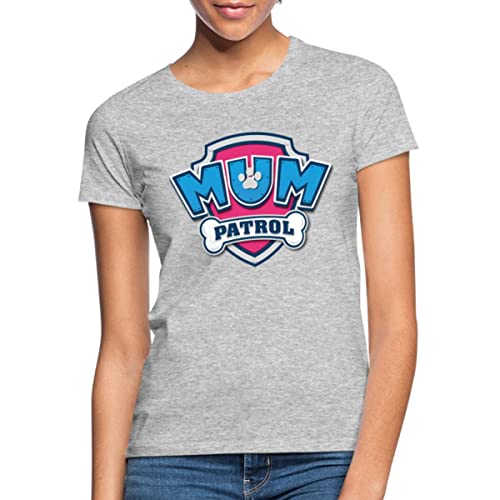 Spreadshirt Paw Patrol Mum Patrol Muttertag Mama Geschenk Frauen T-Shirt, M, Grau meliert von Spreadshirt