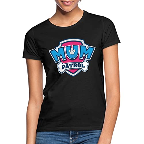 Spreadshirt Paw Patrol Mum Patrol Muttertag Mama Geschenk Frauen T-Shirt, M, Schwarz von Spreadshirt