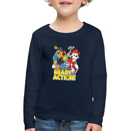 Spreadshirt Paw Patrol Pawfect Teamwork Chase Marshall Kinder Premium Langarmshirt, 98/104 (2 Jahre), Navy von Spreadshirt