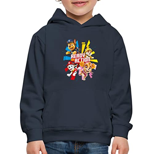 Spreadshirt Paw Patrol Ready for Action Spruch Kinder Premium Hoodie, 110/116 (5-6 Jahre), Navy von Spreadshirt