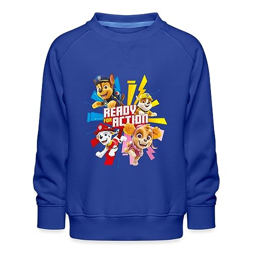 Spreadshirt Paw Patrol Ready for Action Spruch Kinder Premium Pullover, 122/128 (7-8 Jahre), Royalblau von Spreadshirt